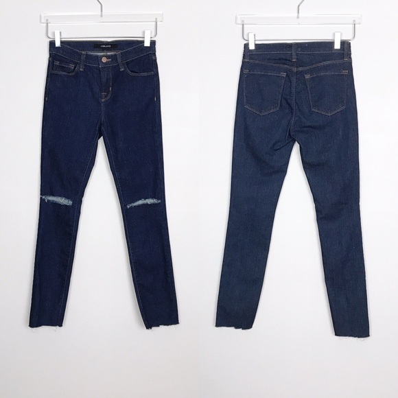 J Brand Skinny Leg Pure Dark Wash Released Hem 25 - Picture 1 of 8